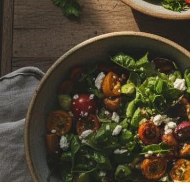 Tofu and greens platter